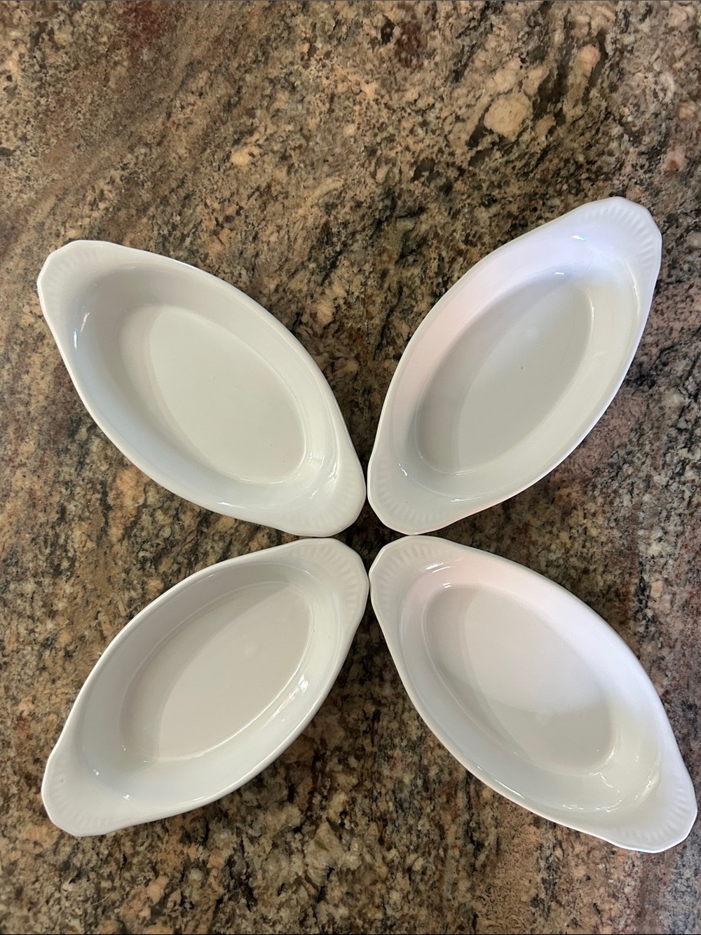 Ultima White Ceramic Oval Au Gratin Baking/Serving Dishes - Set of 4